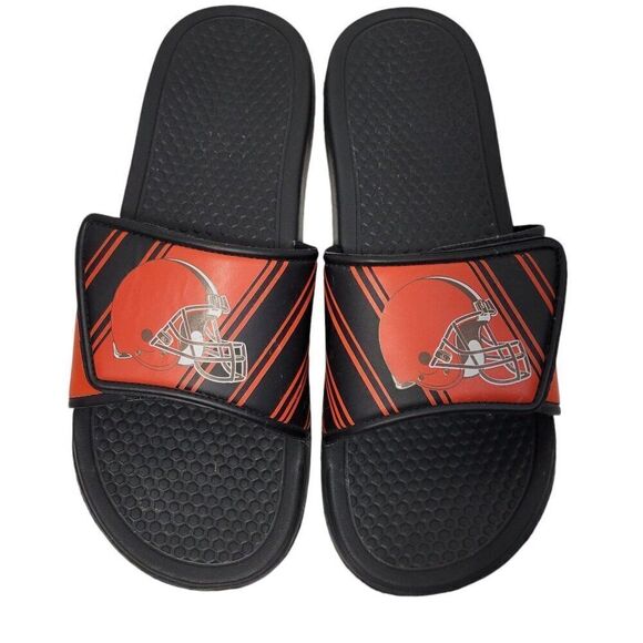 Cleveland Brown Slides NFL Football Men Size 9-10 Shower Pool Beach Shoes Sandal - Picture 1 of 11
